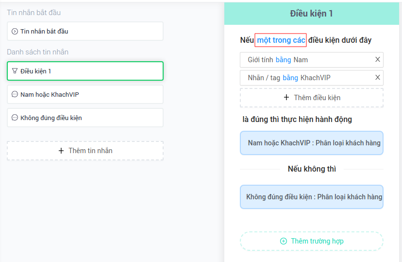 Thiết lập một trong các điều kiện
